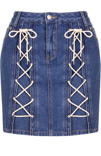 Джинсовая мини-юбка со шнуровкой Steve J & Yoni P