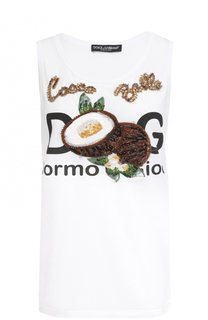 Топ прямого кроя с принтом и вышивкой Dolce &amp; Gabbana
