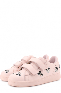 Кожаные кеды с застежками велькро и нашивками MOA Moa