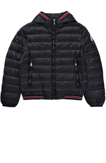 Пуховая куртка с капюшоном и контрастной отделкой Moncler Enfant