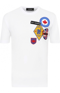 Хлопковая футболка с контрастными нашивками Dsquared2