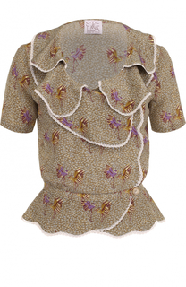 Шелковая блуза с принтом и оборками Stella Jean