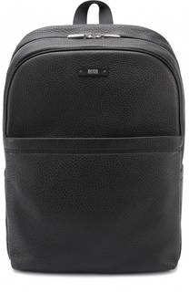 Кожаный рюкзак с внешним карманом на молнии BOSS
