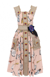 Комбинированное платье с принтом и декоративной отделкой Dolce &amp; Gabbana