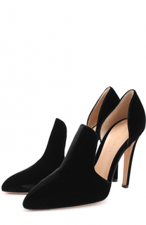Бархатные туфли Moret с глубокими вырезами Gianvito Rossi