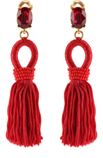 Серьги-клипсы с кистями и камнями Oscar de la Renta