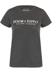 Хлопковая футболка с контрастным логотипом бренда Denim&amp;Supply by Ralph Lauren
