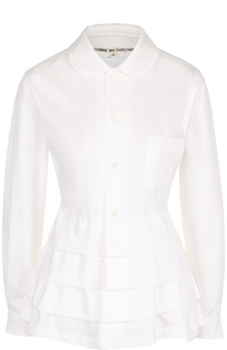 Хлопковая блуза с оборками и накладным карманом Comme des Garcons