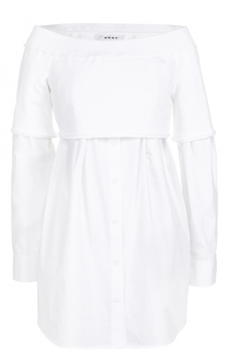 Хлопковая блуза свободного кроя с открытыми плечами DKNY