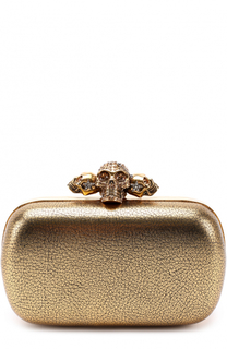 Клатч Piercing Skull из металлизированной кожи Alexander McQueen