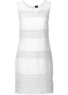 Платье с гипюровыми вставками (белый) Bonprix