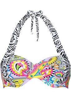 Купальный бюстгальтер на косточках, чашка D (белый/ярко-розовый) Bonprix