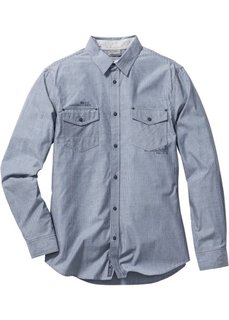 Рубашка Slim Fit с длинным рукавом (синий в полоску) Bonprix