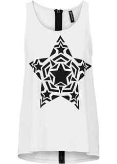 Топ с молнией (белый с рисунком) Bonprix