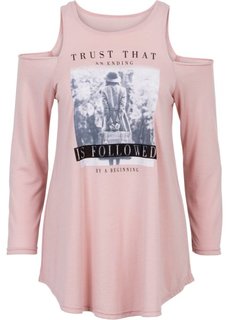 Футболка с вырезами (розовый с рисунком) Bonprix