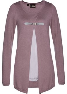 Пуловер дизайна 2 в 1 (фиолетовый матовый/серебристый матовый) Bonprix