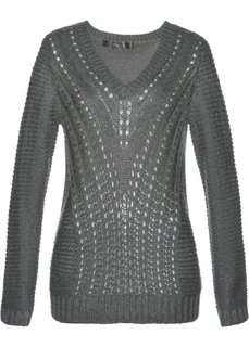 Пуловер (дымчато-серый/черный) Bonprix