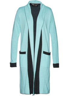 Вязаное пальто (пастельная аква/антрацитовый меланж) Bonprix