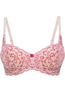Бюстгальтер-балконет, чашка B (бежевый/ярко-розовый) Bonprix