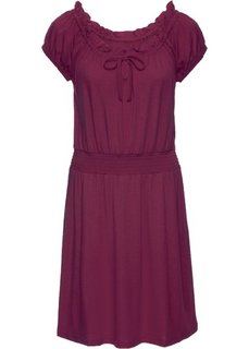 Трикотажное платье с коротким рукавом и открытыми плечами (красная ягода) Bonprix