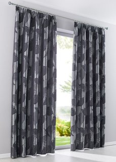Занавеска Листва (1 шт.), гофрированная тесьма (серый) Bonprix