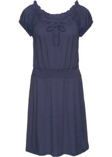 Трикотажное платье с коротким рукавом и открытыми плечами (индиго) Bonprix