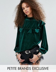 Бархатная блузка с оборками Glamorous Petite - Зеленый