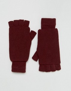 Бордовые перчатки без пальцев ASOS - Красный