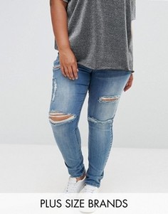 Узкие джинсы с потертостями Missguided Plus - Синий