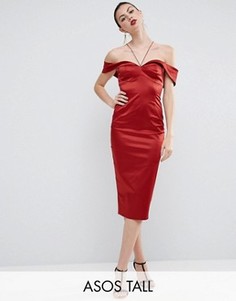 Платье-футляр с открытыми плечами ASOS TALL - Красный