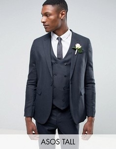 Фактурный пиджак скинни королевского синего цвета ASOS TALL WEDDING - Синий