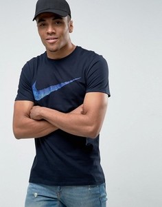 Синяя футболка с логотипом-галочкой Nike 707456-475 - Синий