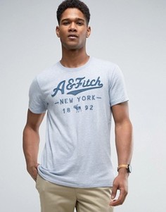 Голубая футболка с логотипом из флока Abercrombie &amp; Fitch - Синий