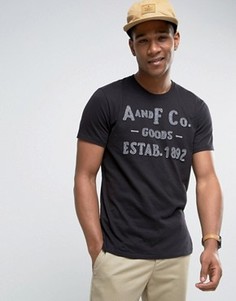 Черная футболка с флоковым логотипом Abercrombie &amp; Fitch - Черный