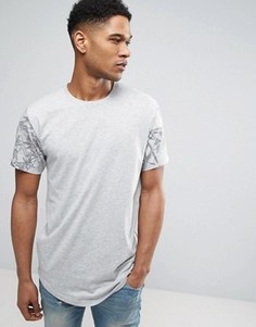 Длинная футболка с принтом на рукавах Only &amp; Sons - Серый