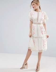 Платье миди с вышивкой ASOS PREMIUM - Белый