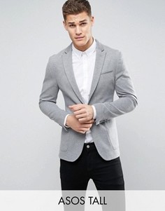 Супероблегающий трикотажный блейзер серого цвета ASOS TALL - Серый