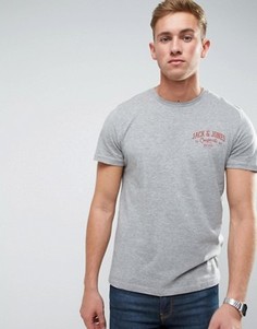 Футболка с логотипом на груди Jack &amp; Jones - Серый
