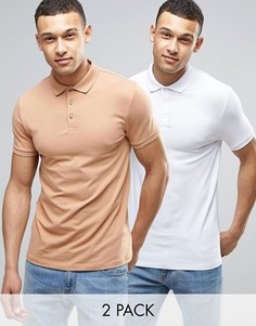 2 обтягивающие футболки-поло ASOS - СО СКИДКОЙ - Мульти