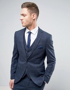 Узкий пиджак в тонкую клетку Selected Homme - Темно-синий