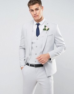 Серый пиджак скинни с ровным краем ASOS WEDDING - Серый