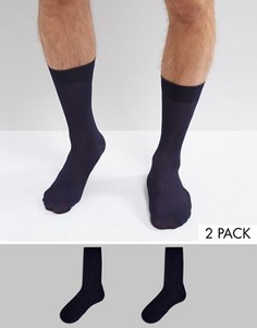 2 пары темно-синих носков в рубчик ASOS - Темно-синий