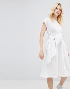 Хлопковое платье миди на одно плечо ASOS - Белый