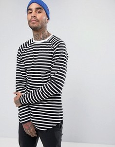 Длинный лонгслив с рукавами реглан и асимметричным краем ASOS - Черный