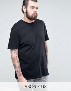 Длинная футболка с круглым вырезом ASOS PLUS - Черный