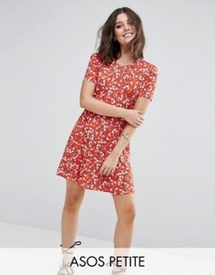 Чайное платье мини с цветочным принтом ASOS PETITE - Красный