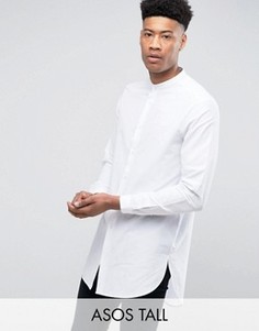 Белая супердлинная рубашка классического кроя с воротником на пуговице ASOS TALL - Белый