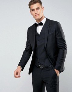 Черный пиджак скинни из 100% шерсти ASOS - Черный