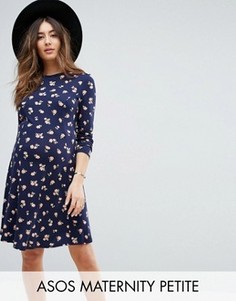 Короткое приталенное платье с цветочным принтом ASOS Maternity PETITE - Мульти