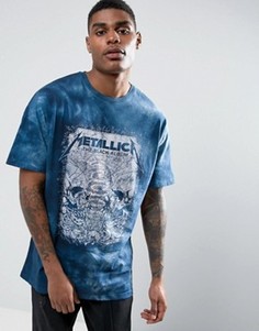 Oversize-футболка с заниженной линией плеч и принтом Metallica ASOS - Синий